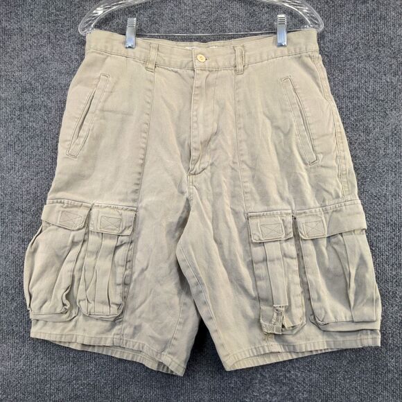 Bugle Boy Men's Cargo Shorts Tan Size 34 Ramie Cotton Blend Pockets - Picture 5 of 12
